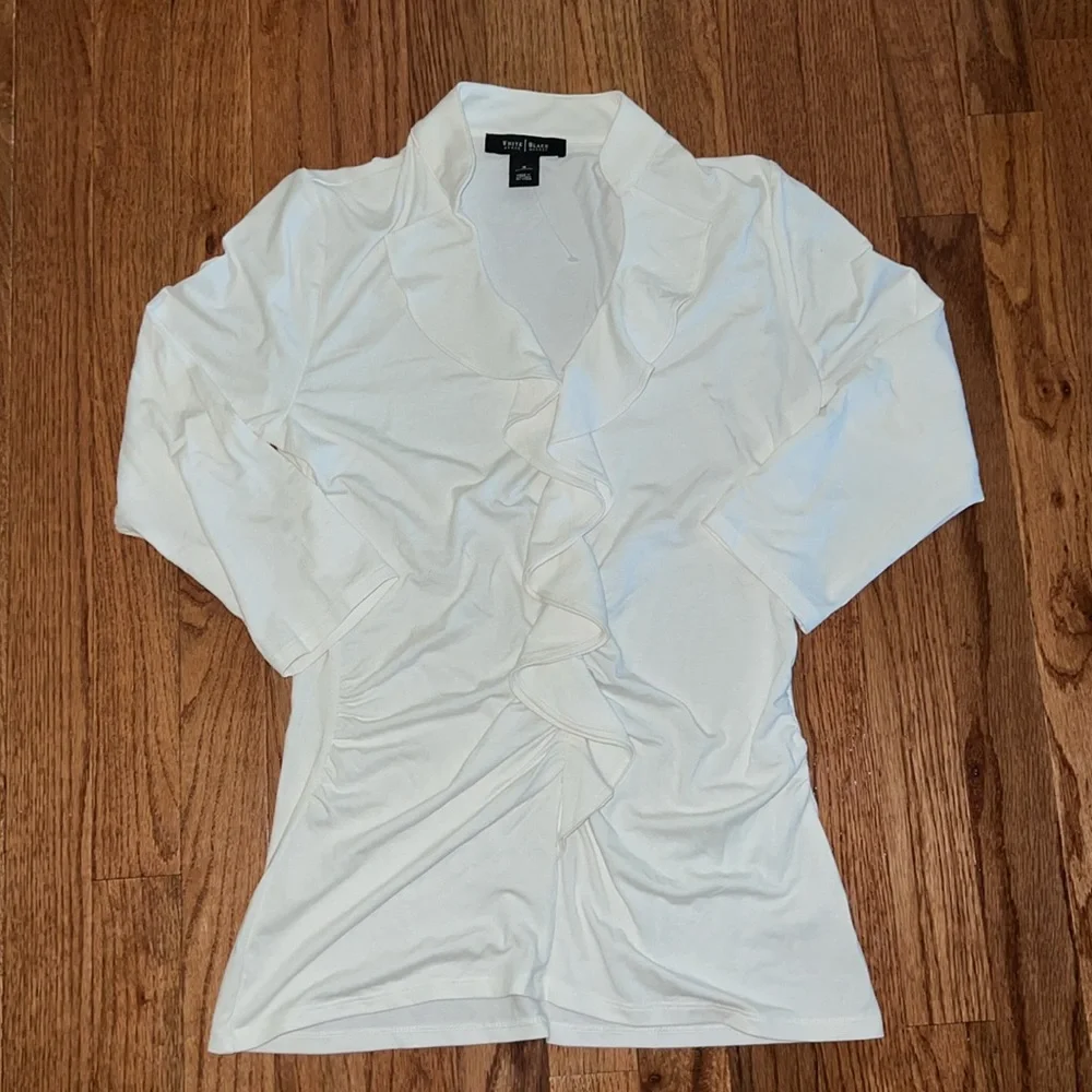 White House Black Market Quarter Sleeve White Blouse Women’s Size Small - Picture 1 of 8